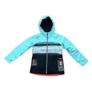 Colorblock 686 Girls Athena Insulated Jacket Icy Blue Sunset Stripe Small